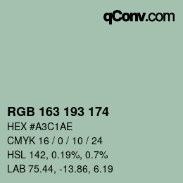 Color code: RGB 163 193 174 | qconv.com