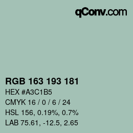 Color code: RGB 163 193 181 | qconv.com