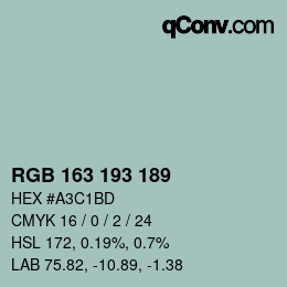 Color code: RGB 163 193 189 | qconv.com