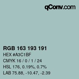 Color code: RGB 163 193 191 | qconv.com