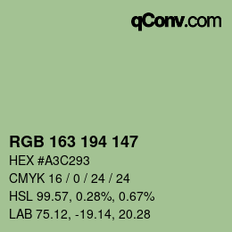 颜色代码: RGB 163 194 147 | qconv.com
