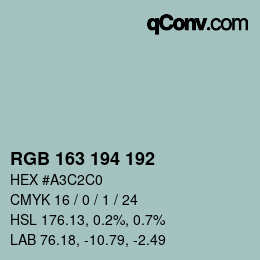 Color code: RGB 163 194 192 | qconv.com