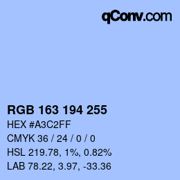 Color code: RGB 163 194 255 | qconv.com