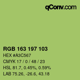 カラーコード: RGB 163 197 103 | qconv.com