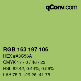 Color code: RGB 163 197 106 | qconv.com