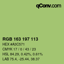 Color code: RGB 163 197 113 | qconv.com