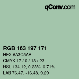 カラーコード: RGB 163 197 171 | qconv.com