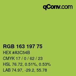Color code: RGB 163 197 75 | qconv.com