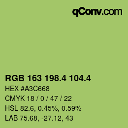 カラーコード: RGB 163 198.4 104.4 | qconv.com