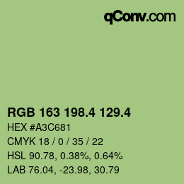 カラーコード: RGB 163 198.4 129.4 | qconv.com