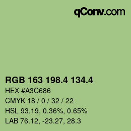 カラーコード: RGB 163 198.4 134.4 | qconv.com