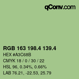 カラーコード: RGB 163 198.4 139.4 | qconv.com