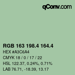 カラーコード: RGB 163 198.4 164.4 | qconv.com