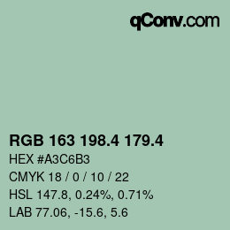 カラーコード: RGB 163 198.4 179.4 | qconv.com