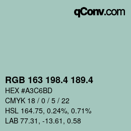 カラーコード: RGB 163 198.4 189.4 | qconv.com