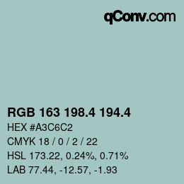 カラーコード: RGB 163 198.4 194.4 | qconv.com