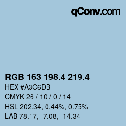 カラーコード: RGB 163 198.4 219.4 | qconv.com