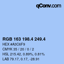 カラーコード: RGB 163 198.4 249.4 | qconv.com