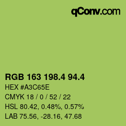 カラーコード: RGB 163 198.4 94.4 | qconv.com