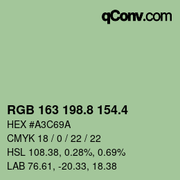 カラーコード: RGB 163 198.8 154.4 | qconv.com