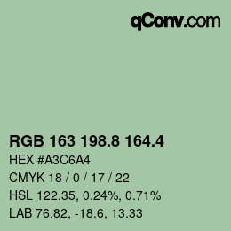 カラーコード: RGB 163 198.8 164.4 | qconv.com