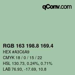 カラーコード: RGB 163 198.8 169.4 | qconv.com