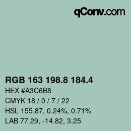 カラーコード: RGB 163 198.8 184.4 | qconv.com