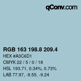 カラーコード: RGB 163 198.8 209.4 | qconv.com