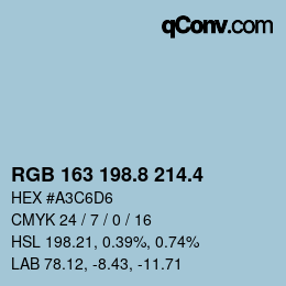 カラーコード: RGB 163 198.8 214.4 | qconv.com