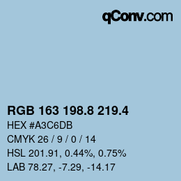 カラーコード: RGB 163 198.8 219.4 | qconv.com