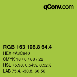 カラーコード: RGB 163 198.8 64.4 | qconv.com