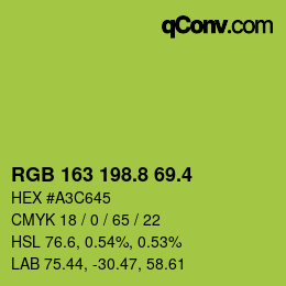 カラーコード: RGB 163 198.8 69.4 | qconv.com