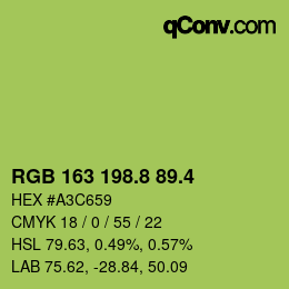カラーコード: RGB 163 198.8 89.4 | qconv.com