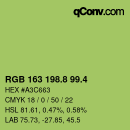 カラーコード: RGB 163 198.8 99.4 | qconv.com
