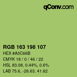 Color code: RGB 163 198 107 | qconv.com
