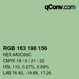 Color code: RGB 163 198 156 | qconv.com