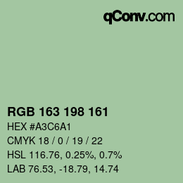 Color code: RGB 163 198 161 | qconv.com