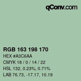 Color code: RGB 163 198 170 | qconv.com