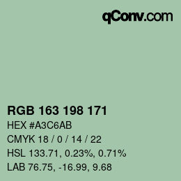 Color code: RGB 163 198 171 | qconv.com