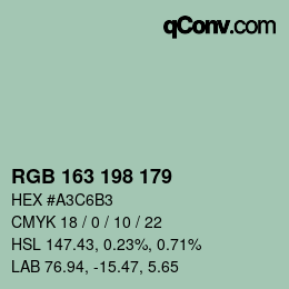 Color code: RGB 163 198 179 | qconv.com