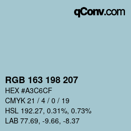 Color code: RGB 163 198 207 | qconv.com