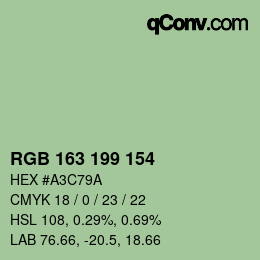 Color code: RGB 163 199 154 | qconv.com