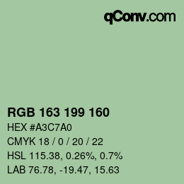 Color code: RGB 163 199 160 | qconv.com