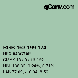 Color code: RGB 163 199 174 | qconv.com