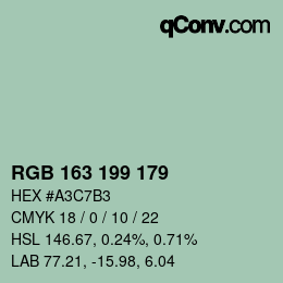 Color code: RGB 163 199 179 | qconv.com