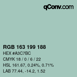 Color code: RGB 163 199 188 | qconv.com