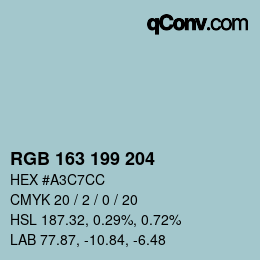 カラーコード: RGB 163 199 204 | qconv.com