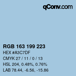 Color code: RGB 163 199 223 | qconv.com