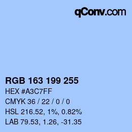 Color code: RGB 163 199 255 | qconv.com