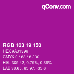 Color code: RGB 163 19 150 | qconv.com